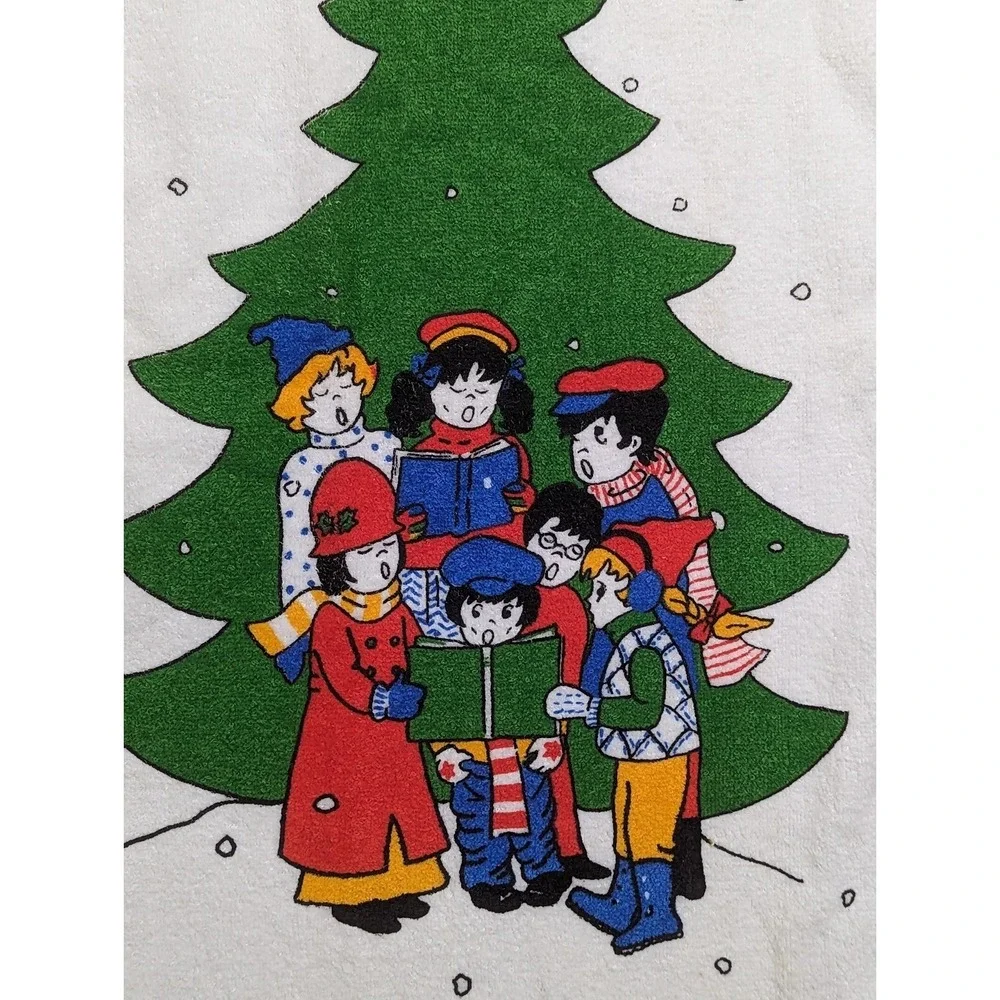 Vintage Cannon Hand Towel Christmas Carolers Tree 15x24 Inch